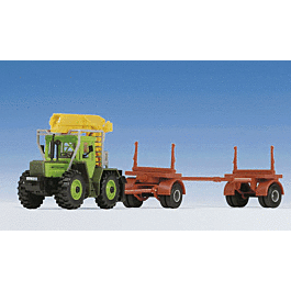 Kibri 12245 Tracteur MB Avec Remorque à Grumes Palfinger - Échelle H0 1/87 - Occasion Boîte D'origine