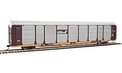 89' Thrall Bi-Level Auto Carrier - Ready To Run -- Conrail Rack, TTGX Flatcar #158786 (Boxcar Red, silver; yellow Flat)