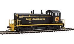 EMD SW7 - Standard DC -- Detroit & Toledo Shore Line #118 (black, yellow, red)