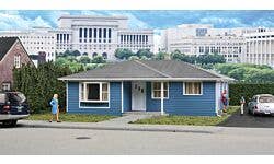 Framed Ranch Tract House -- Kit - 5-1/2 x 4-1/8 x 2-1/4" 13.9 x 10.4 x 5.7cm