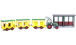 Tractor-Hauled Sightseeing Train/Tram w/Station -- Kit