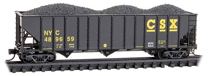 MicroTrain 100 Ton 3 Bay Ribside Open Hopper w/Coal Load Ready to