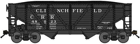 Walthers Trainline HO Scale Clinchfield Coal Hopper - Ready To Run Model Train Car
