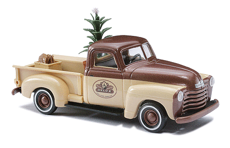 tobacco truck Busch - American Trucks 1950 Chevrolet Pickup - Tobacco Delivery (two-tone  brown)