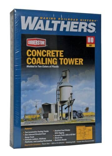 Walthers - Concrete Coaling Tower - Kit - Tower & Shed: 6-3/8 x 4
