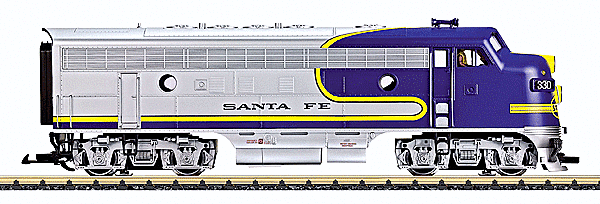 LGB - EMD F7A - Standard DC - Santa Fe #330 (Bluebonnet, silver