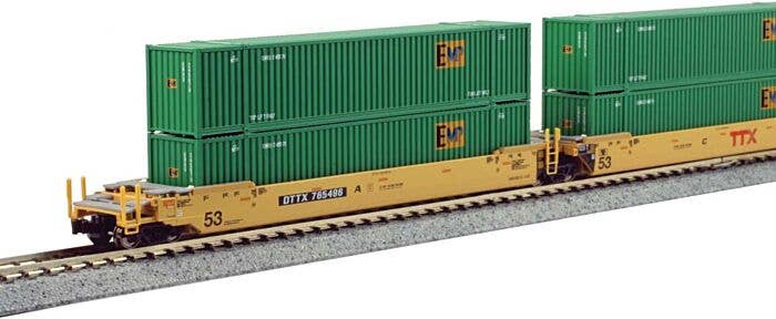Kato - Gunderson MAXI-IV 3-Unit Well Car with 53' Containers