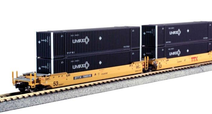 Kato - Gunderson MAXI-IV 3-Unit Well Car with 6 53' Containers