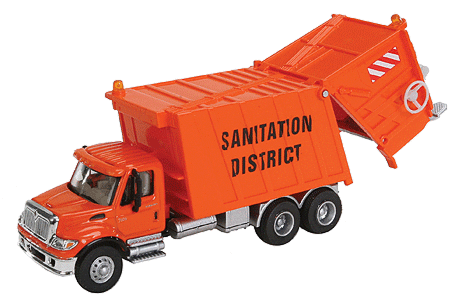 Walthers International 7600 HO Scale Flatbed Truck - Red Cab, 3-Axle, Black Flatbed | Model Truck For Train Layouts