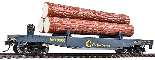 Walthers - Log Dump Car with 3 Logs - Ready to Run - Chessie