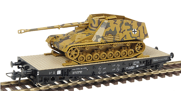 Roco - MiniTanks - Military - Former German Army WWII - Flatcar w/Load