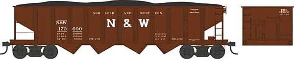 PRR Class H21a 4-Bay Hopper - Ready to Run -- Norfolk & Western 173696 (Class H21a, Blt. 2-15, Boxcar Red, Block N&W)