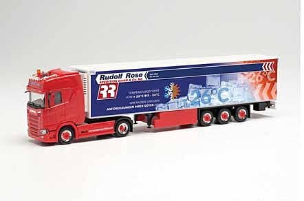 Herpa - Scania CS 20 Tractor with Van Trailer - Assembled - Spedition Rose/Trucker  Babe Manu (orange, blue, white, German Lettering) - 326-315005