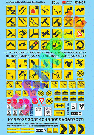 Microscale - Sign Decal Set - Misc. Road Signs, Parking Signs ...