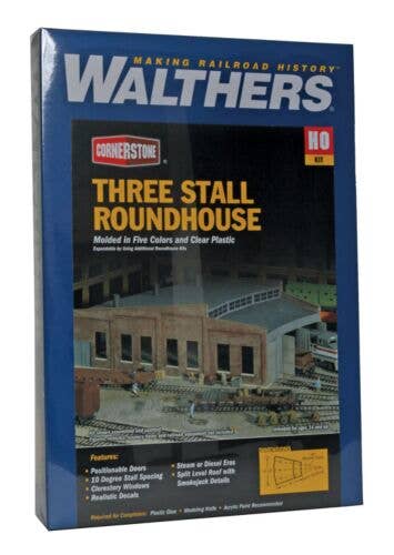 Walthers - Three-Stall Roundhouse - Kit - 14 x 14-1/4 x 4-11/16