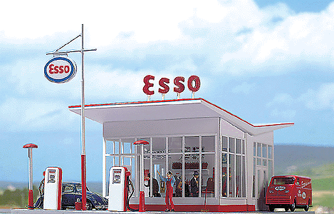 Busch - 1950s ESSO Gas Station - Kit - 189-1005