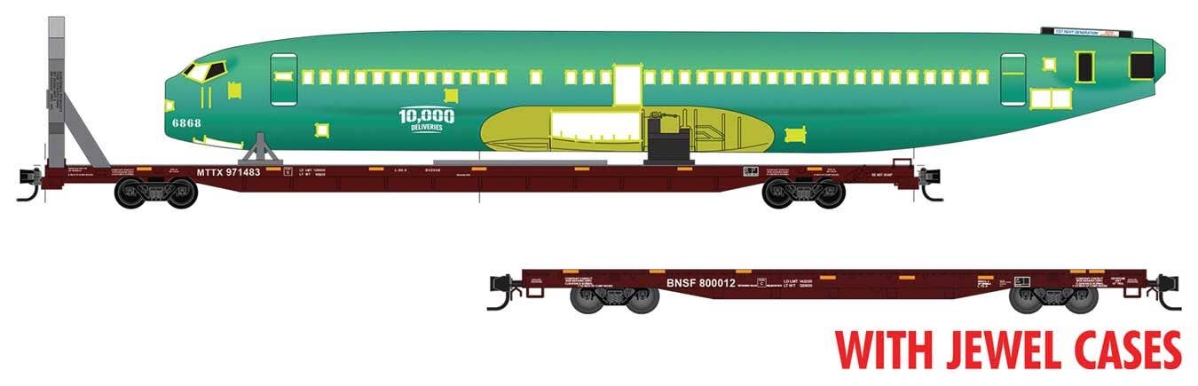 鉄道模型 Micro-Trains 98302276 BNSF Flatcar With MicroTrain - 89' & 60' Flatcar w/Boeing Fuselage Load - Ready to