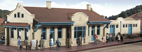 Cornerstone Series(R) Mission-Style Combination Depot w/Freight House - Kit -- 18 x 6-3/8 x 3-3/4"  45.7 x 16.2 x 9.5cm