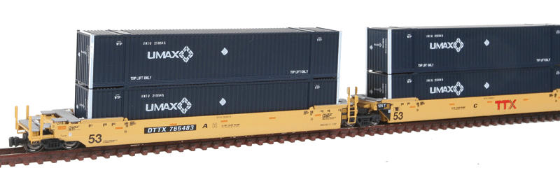 Kato - Gunderson MAXI-IV 3-Unit Double Stack Well Car w/53