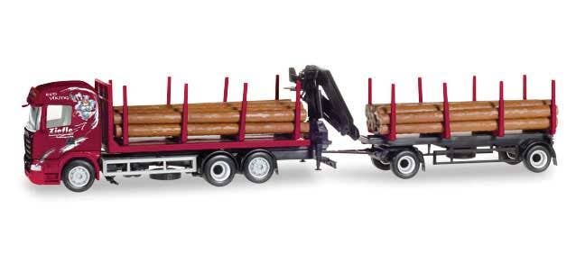 Herpa - Scania R Log Truck w/Trailer & Load - Assembled - Ziefle