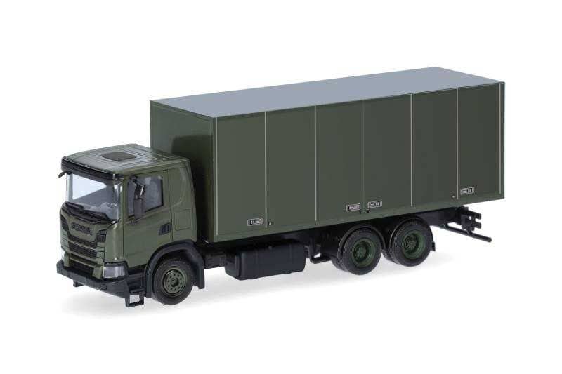 Herpa - Scania XT17 Box Truck - Assembled - Swedish Army (green