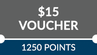 $15 Voucher: redeem with 1250 points