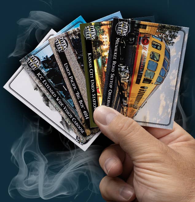 Hand holding collectable trading cards