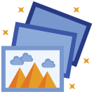 Poster Templates icon - art image of a several posters