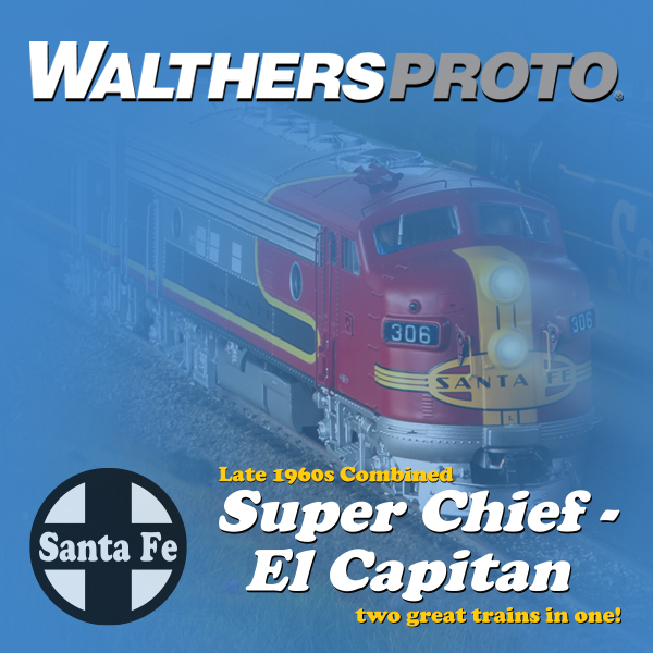 Santa Fe Super Chief / El Capitan trains with Warbonnet engines in HO Scale from WalthersProto